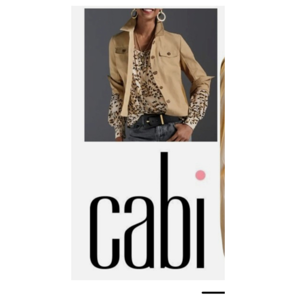 Cabi Mason Jacket # 4301 Tan Size M Button Cotton Nylon Blend Preppy Career D2